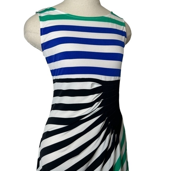 2/$30 London Times Sleeveless Stripe Long Stretch Maxi Dress  Slimming Panel - Picture 7 of 15